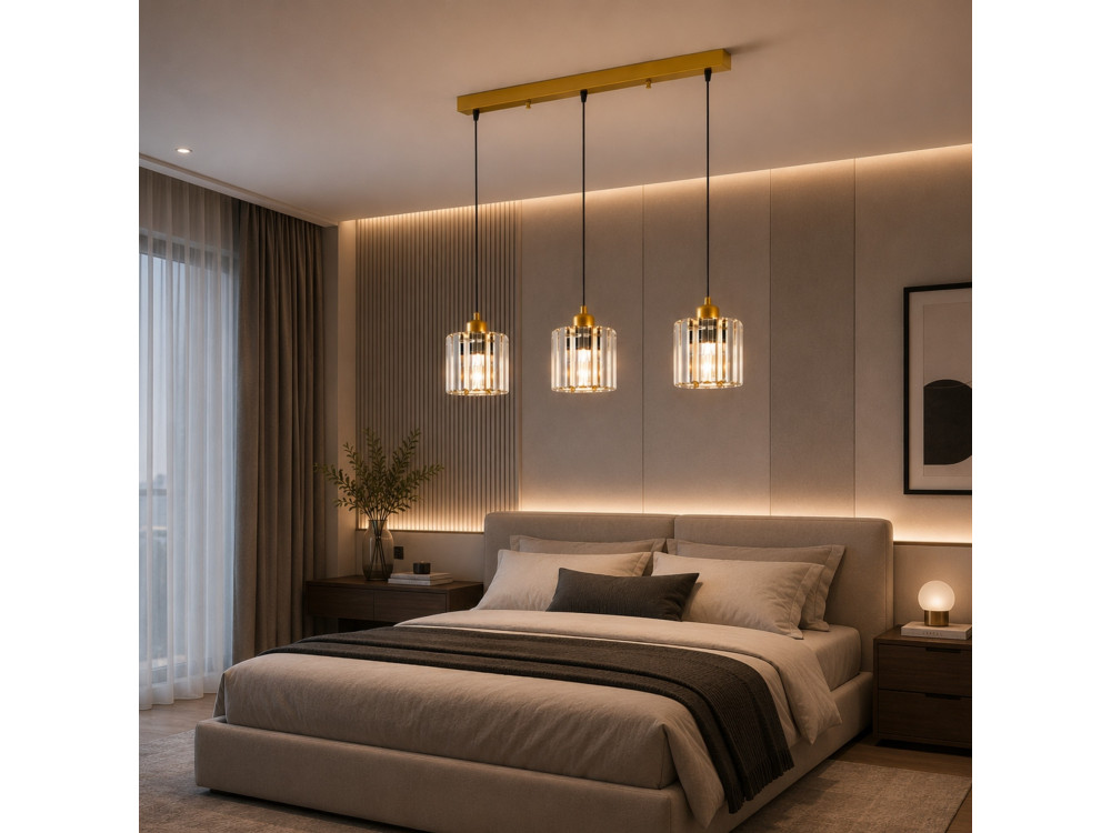Metalowy żyrandol „Yakops” – 65 x 13 x 105 cm – żółty