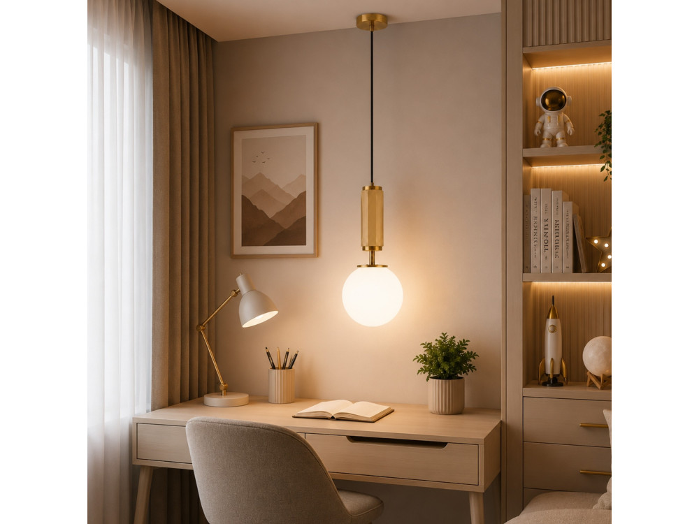 Metalowa lampa wisząca „Moira” – 15 x 15 x 120 cm – żółta