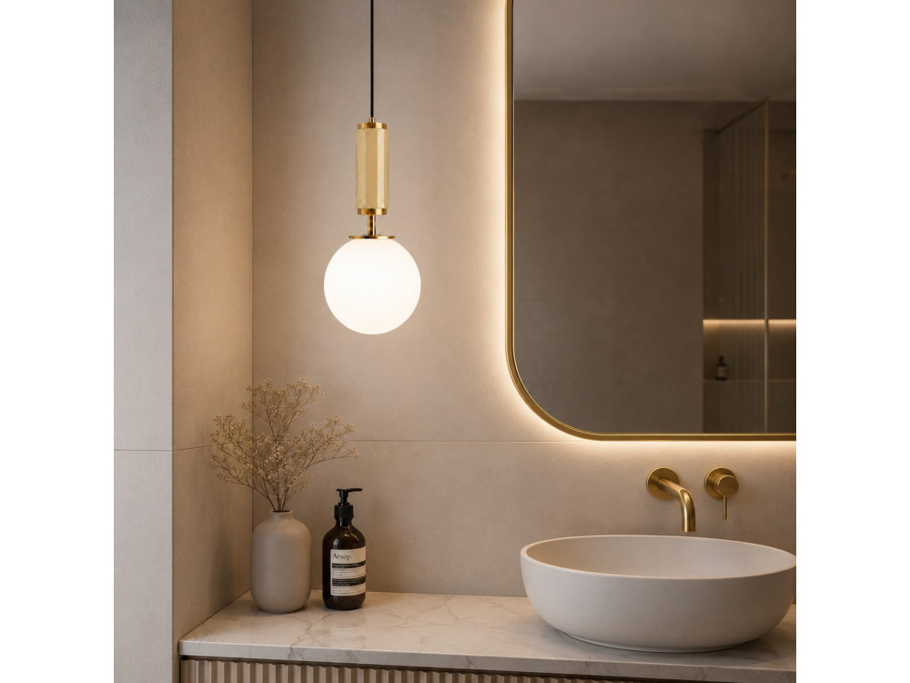 Metalowa lampa wisząca „Moira” – 15 x 15 x 120 cm – żółta