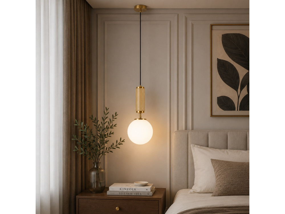 Metalowa lampa wisząca „Moira” – 15 x 15 x 120 cm – żółta