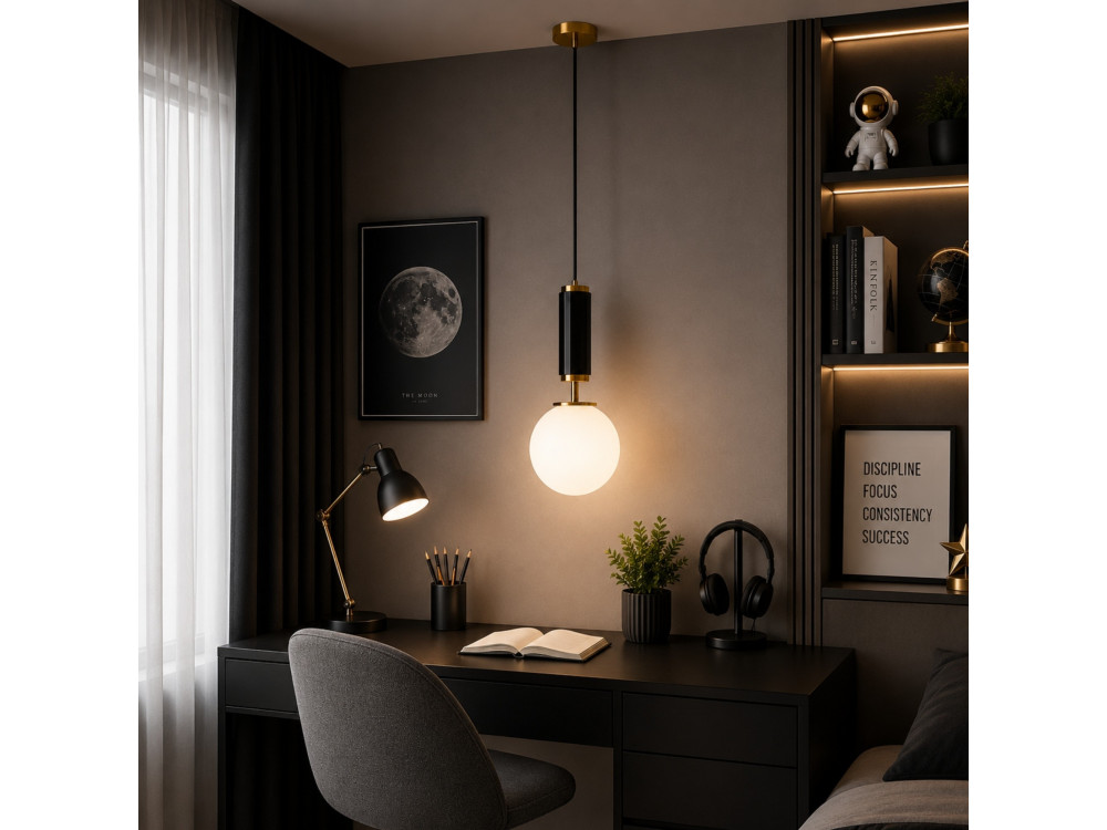 Metalowa lampa wisząca „Moira” – 15 x 15 x 120 cm – czarna