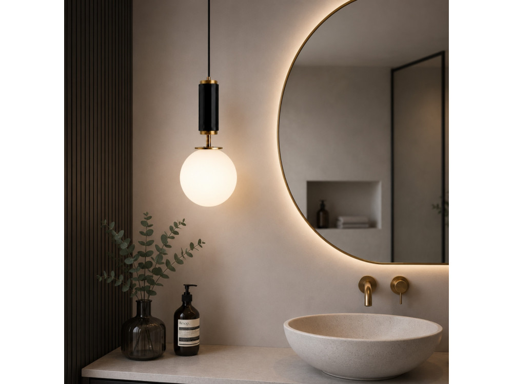 Metalowa lampa wisząca „Moira” – 15 x 15 x 120 cm – czarna