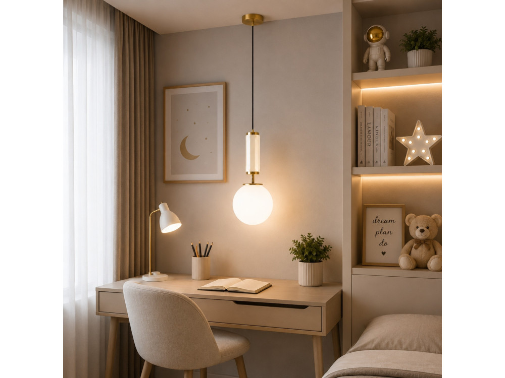 Metalowa lampa wisząca „Moira” – 15 x 15 x 120 cm – beżowa