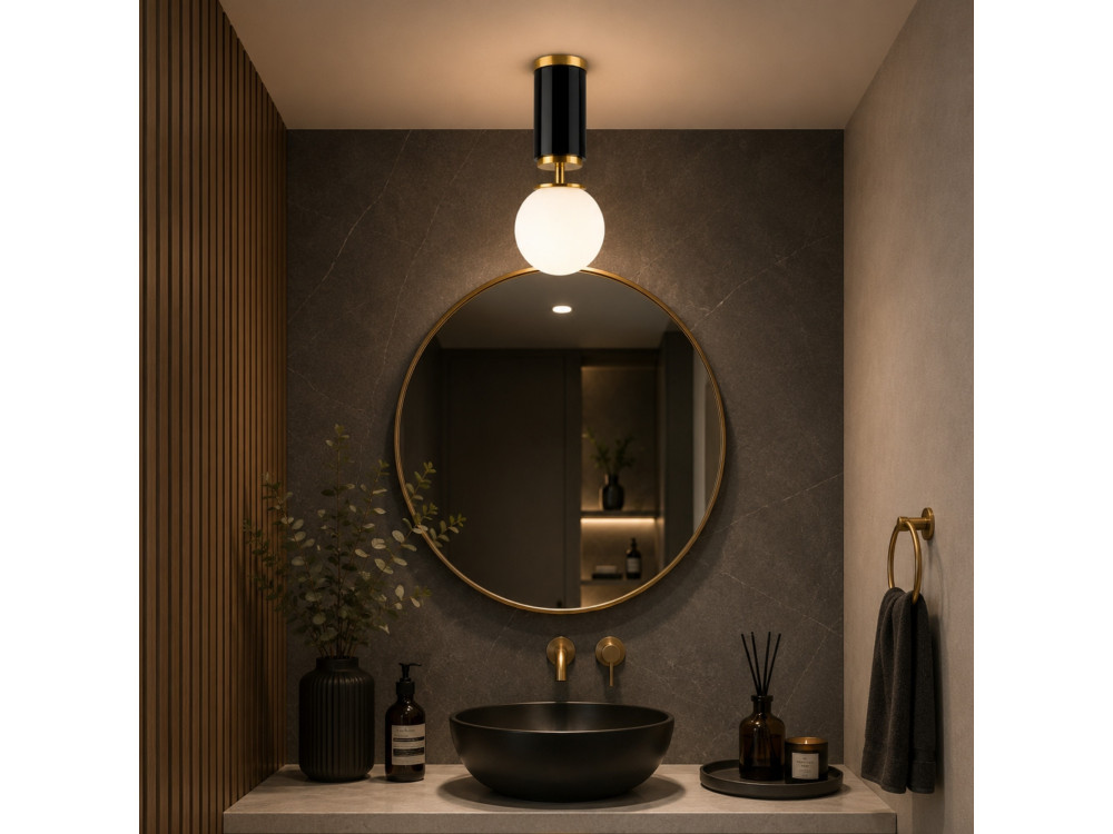 Metalowa lampa sufitowa „Moira” – 15 x 15 x 38 cm – czarna