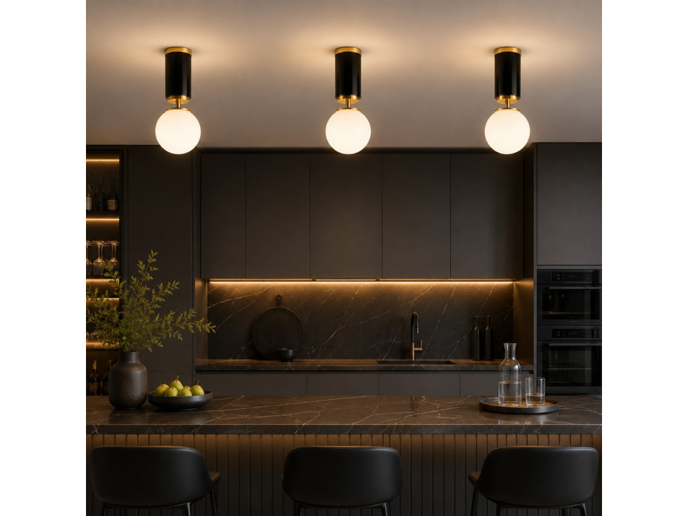 Metalowa lampa sufitowa „Moira” – 15 x 15 x 38 cm – czarna