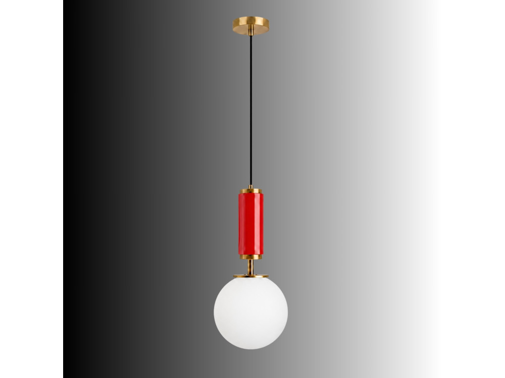 Metalowa lampa wisząca „Moira” – 15 x 15 x 120 cm – czerwona
