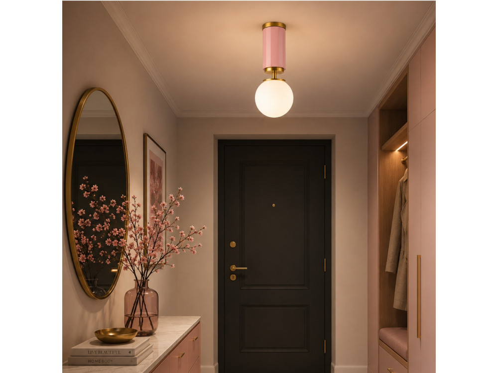 Metalowa lampa sufitowa „Moira” – 15 x 15 x 38 cm – różowa