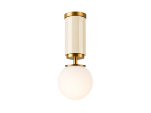 Metalowa lampa sufitowa „Moira” – 15 x 15 x 38 cm – beżowa