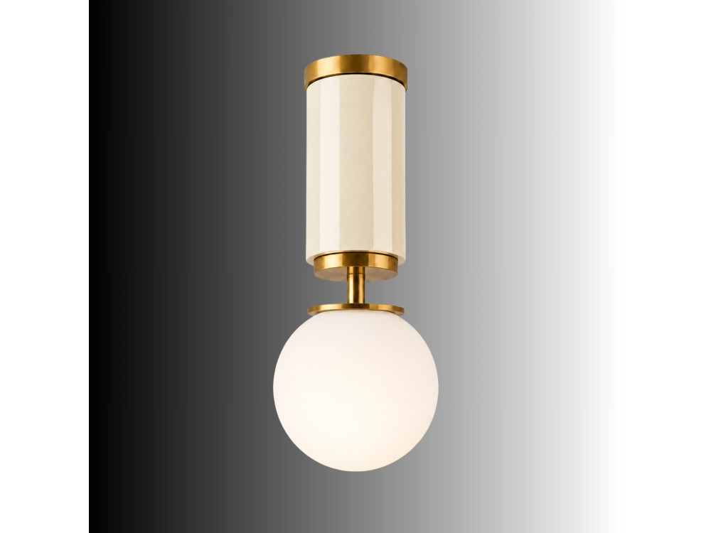Metalowa lampa sufitowa „Moira” – 15 x 15 x 38 cm – beżowa