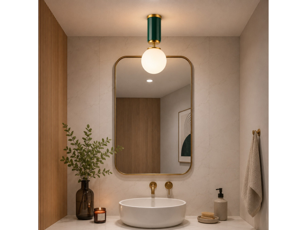 Metalowa lampa sufitowa „Moira” – 15 x 15 x 38 cm – zielona