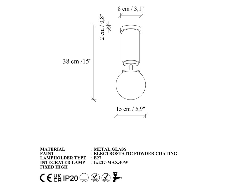 Metalowa lampa sufitowa „Moira” – 15 x 15 x 38 cm – zielona