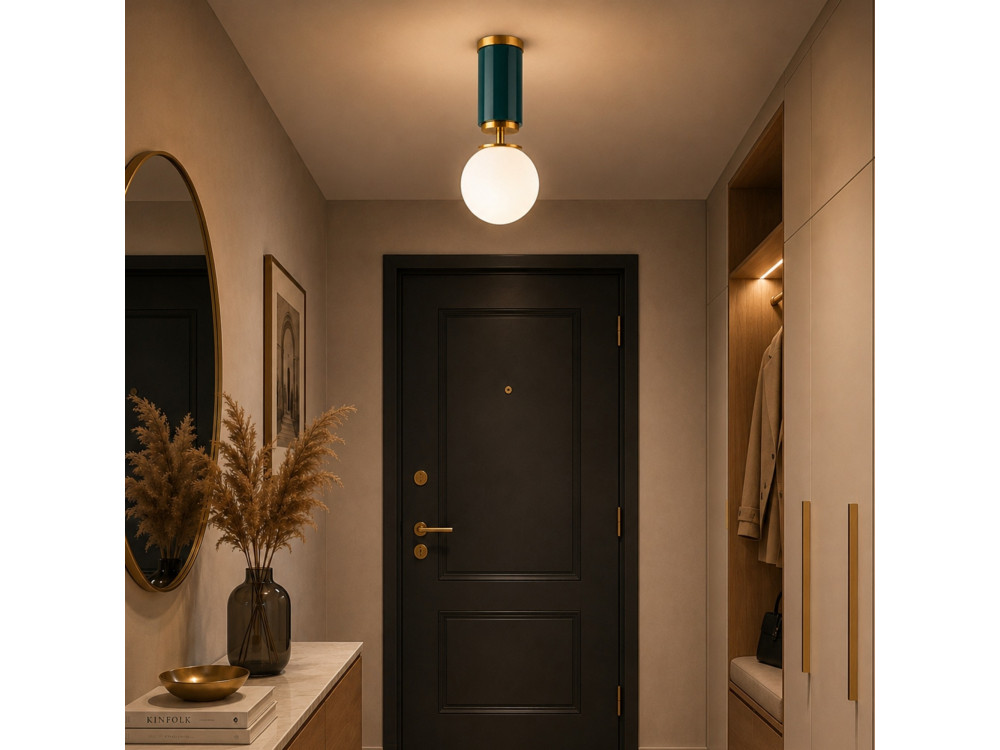 Metalowa lampa sufitowa „Moira” – 15 x 15 x 38 cm – zielona