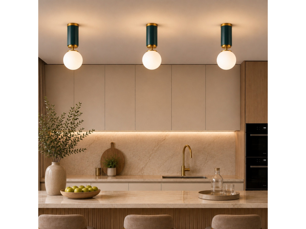 Metalowa lampa sufitowa „Moira” – 15 x 15 x 38 cm – zielona