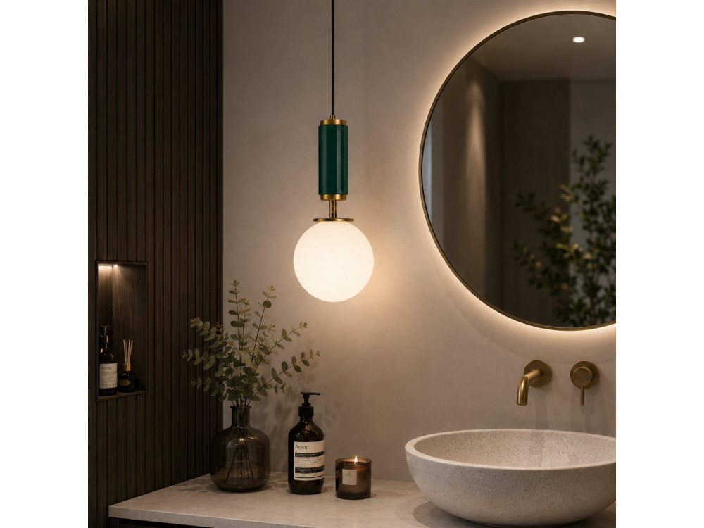 Metalowa lampa wisząca „Moira” – 15 x 15 x 120 cm – zielona