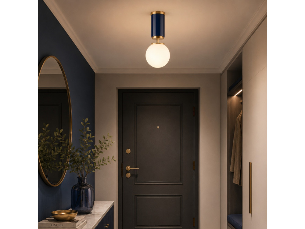 Metalowa lampa sufitowa „Moira” – 15 x 15 x 38 cm – niebieska