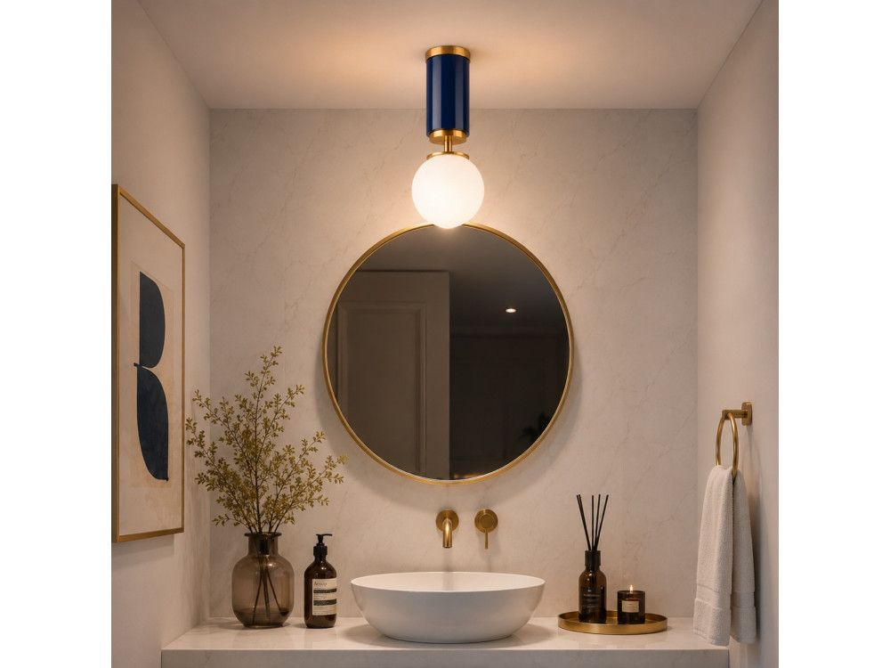 Metalowa lampa sufitowa „Moira” – 15 x 15 x 38 cm – niebieska