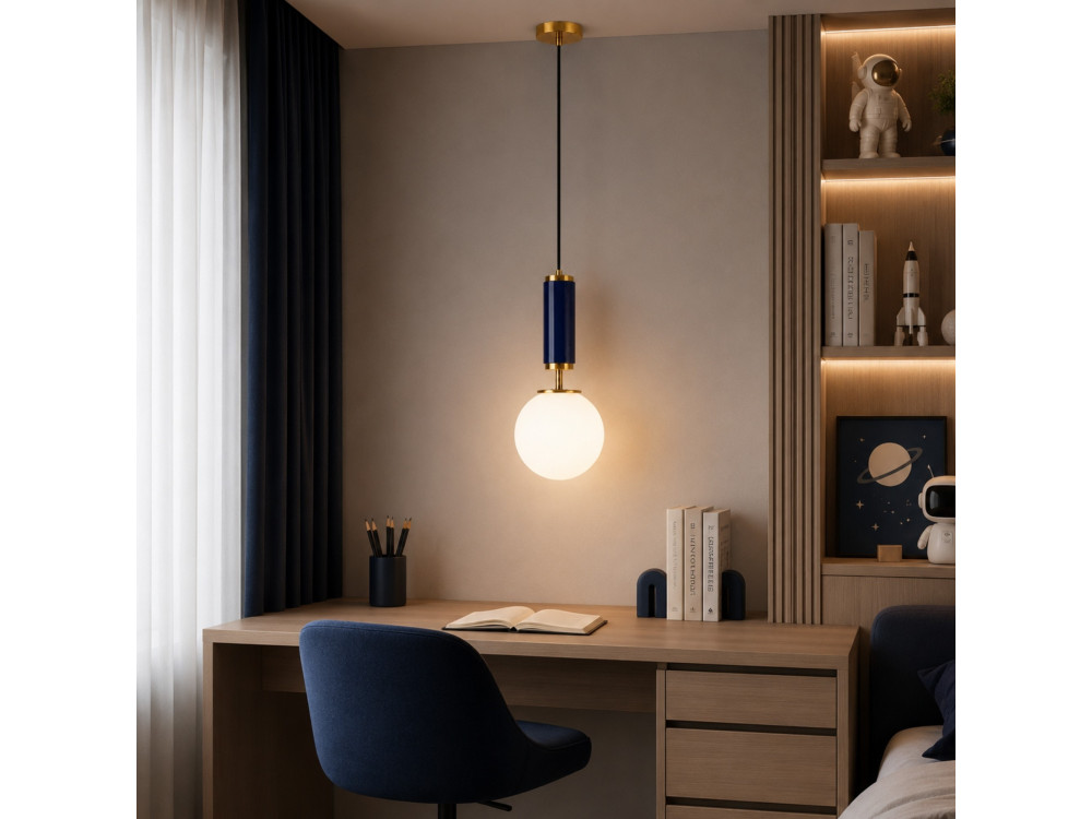Metalowa lampa wisząca „Moira” – 15 x 15 x 120 cm – niebieska