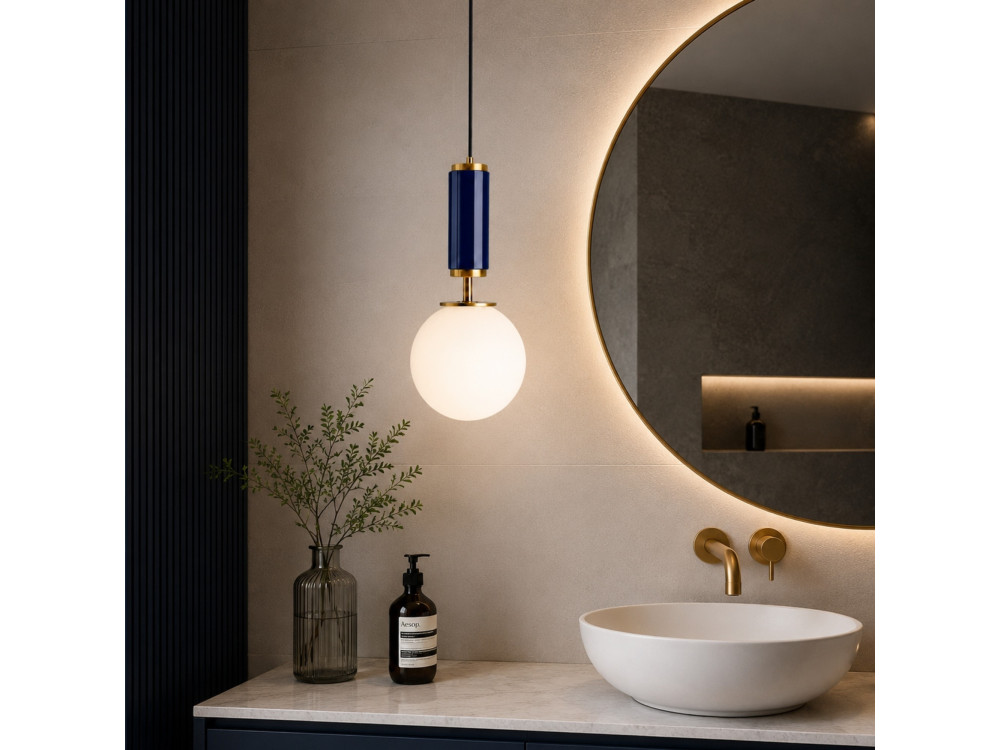 Metalowa lampa wisząca „Moira” – 15 x 15 x 120 cm – niebieska