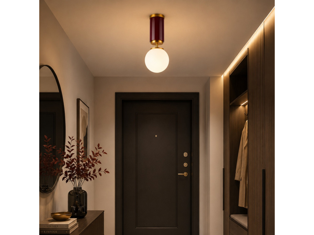 Metalowa lampa sufitowa „Moira” – 15 x 15 x 38 cm – czerwona