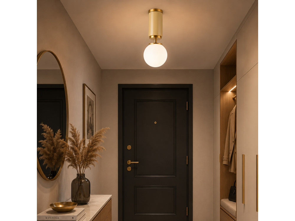 Metalowa lampa sufitowa „Moira” – 15 x 15 x 38 cm – żółta