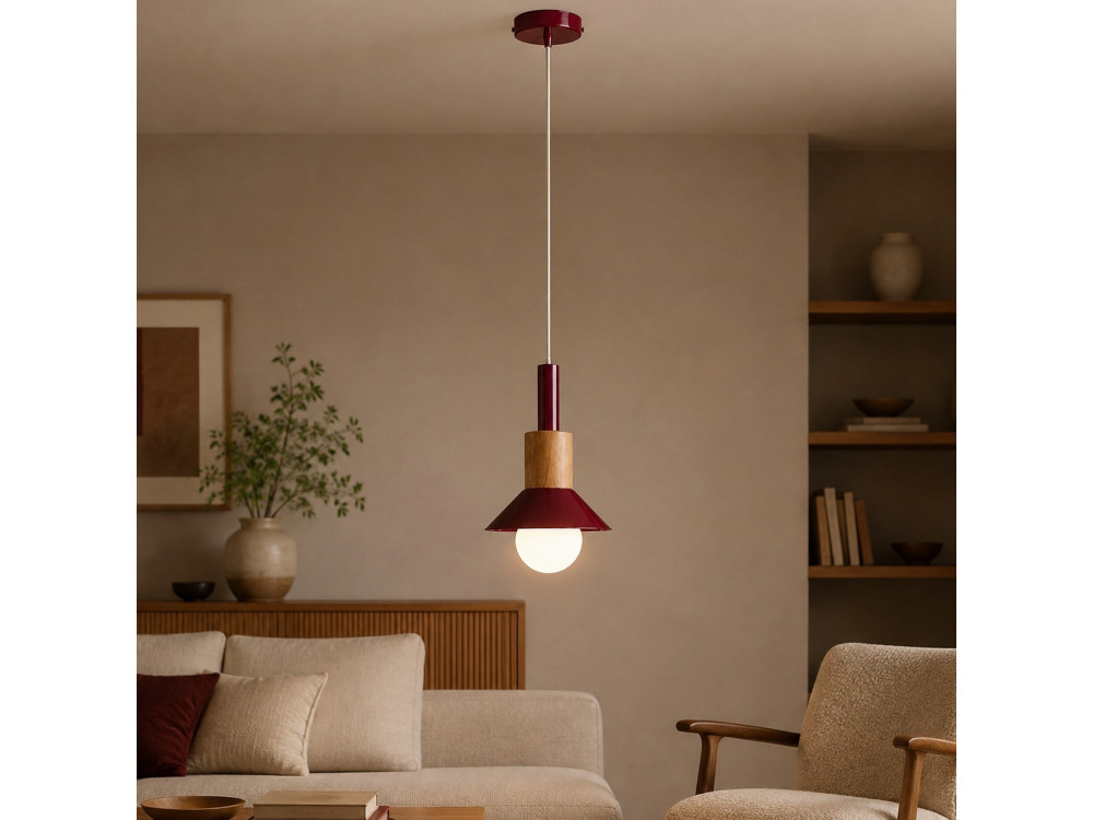 Metalowa lampa wisząca „Elwood” – 14 x 26 cm – czerwona