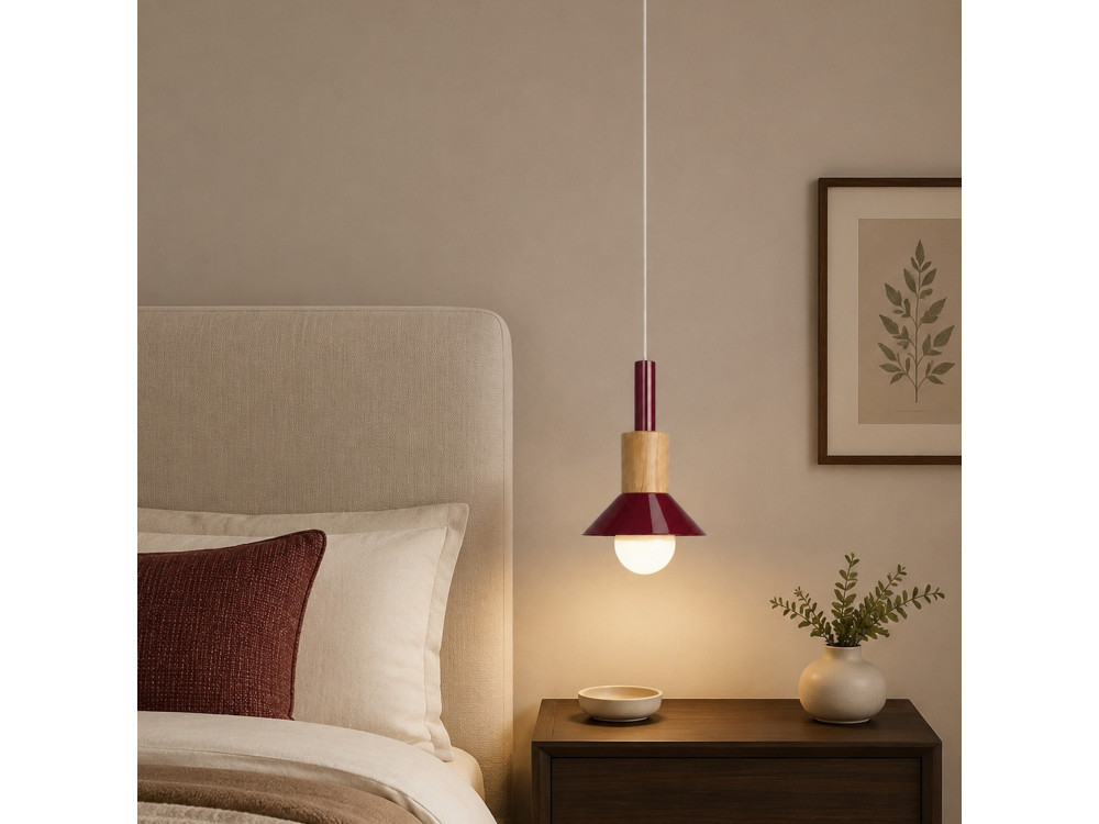Metalowa lampa wisząca „Elwood” – 14 x 26 cm – czerwona