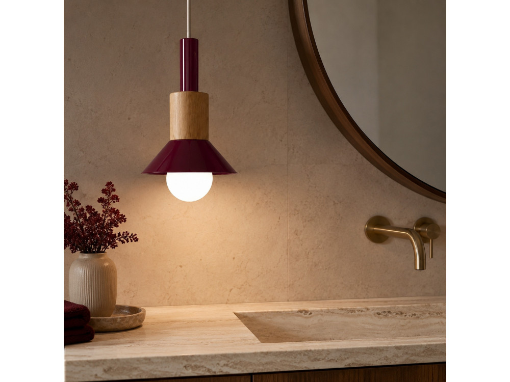Metalowa lampa wisząca „Elwood” – 14 x 26 cm – czerwona
