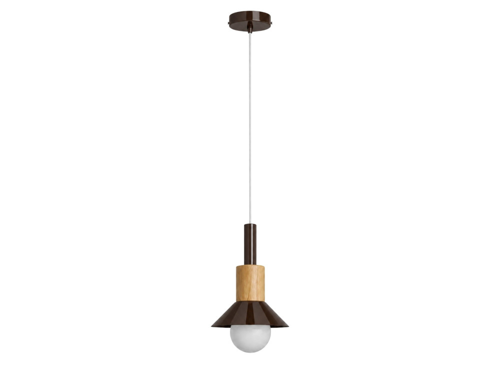 Metalowa lampa wisząca „Elwood” – 14 x 26 cm – brązowa