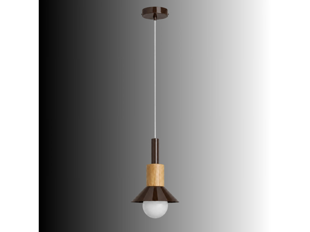 Metalowa lampa wisząca „Elwood” – 14 x 26 cm – brązowa
