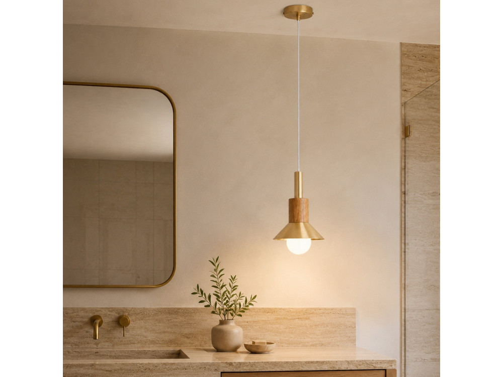 Metalowa lampa wisząca „Elwood” – 14 x 26 cm – żółta