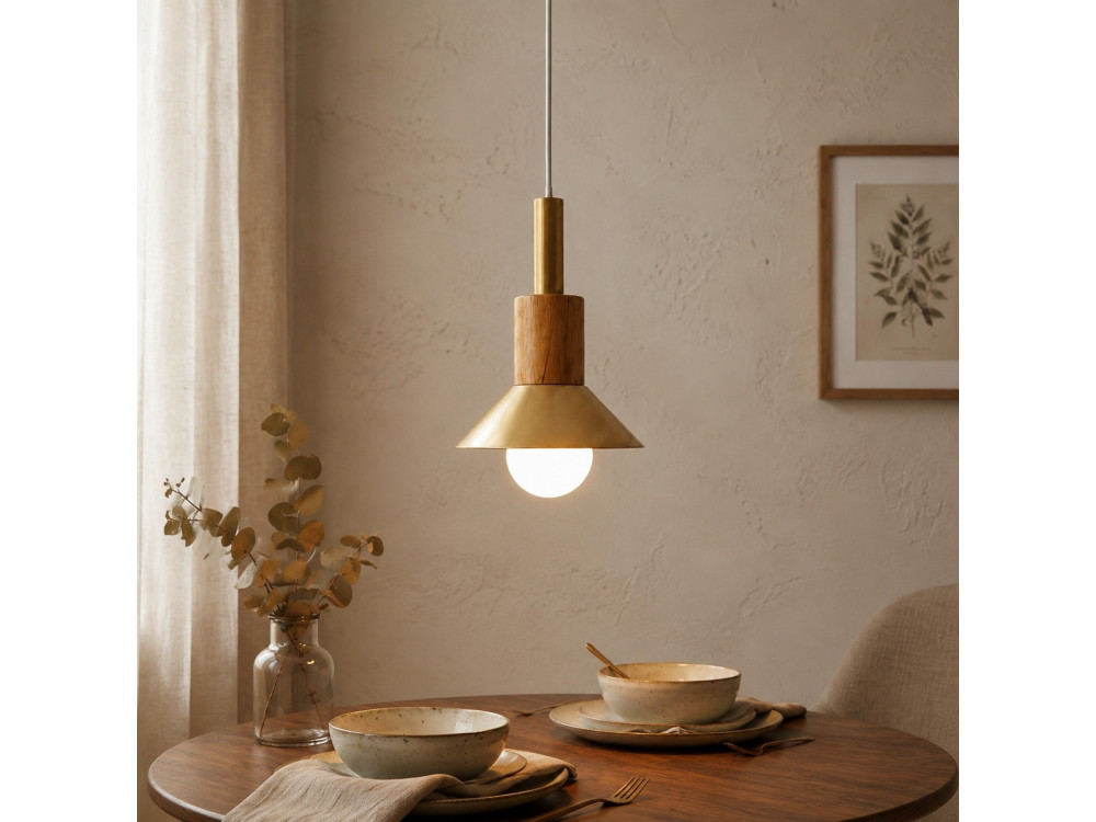 Metalowa lampa wisząca „Elwood” – 14 x 26 cm – żółta