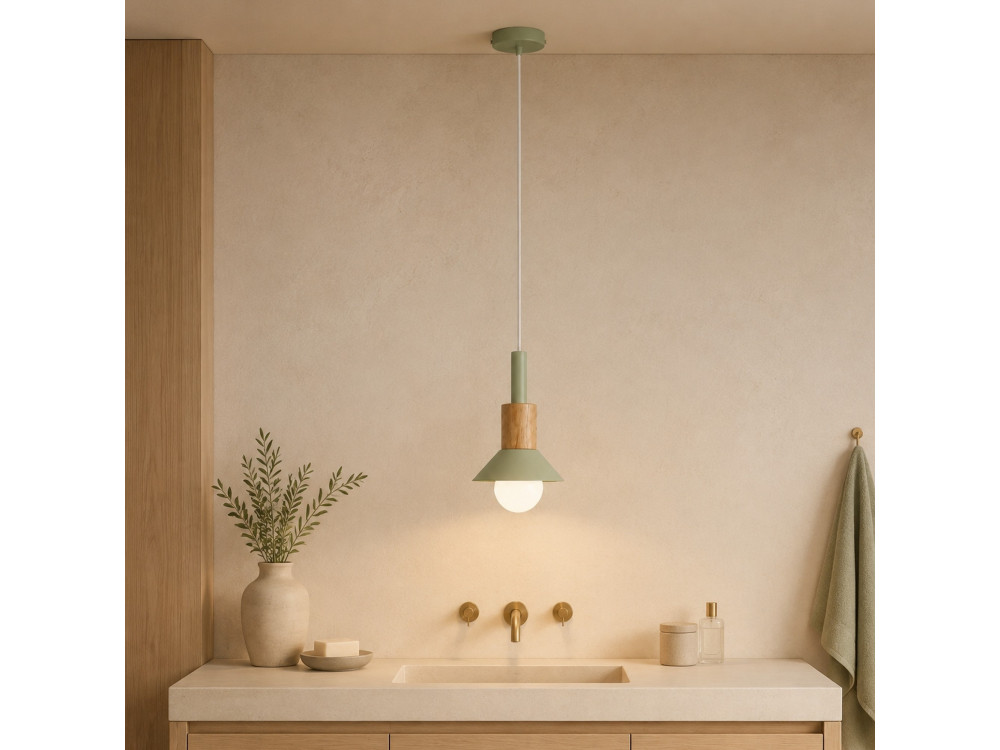 Metalowa lampa wisząca „Elwood” – 14 x 26 cm – zielona