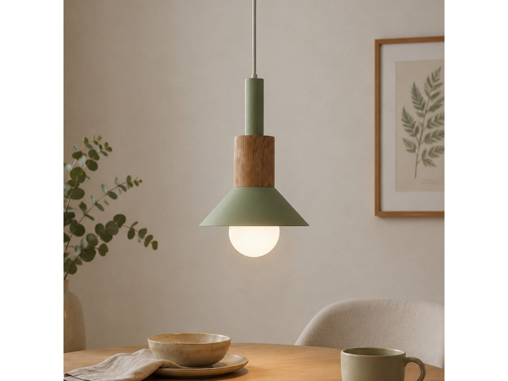Metalowa lampa wisząca „Elwood” – 14 x 26 cm – zielona