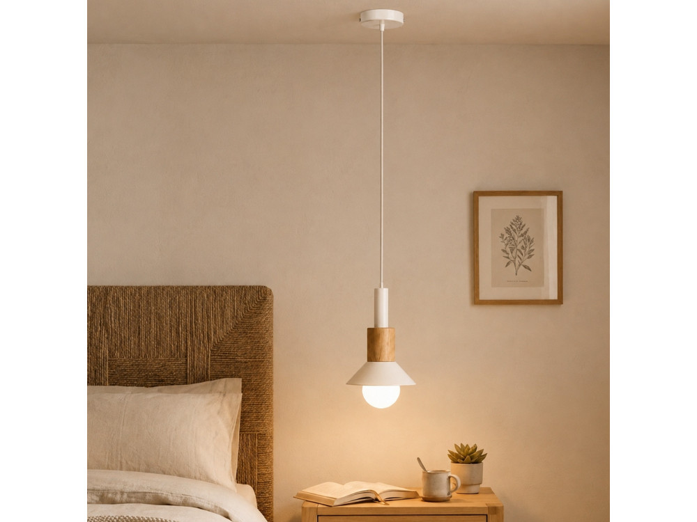 Metalowa lampa wisząca „Elwood” – 10 x 25 cm – beżowa