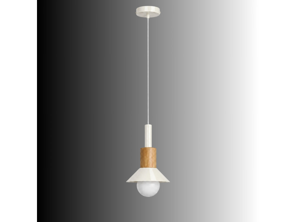 Metalowa lampa wisząca „Elwood” – 10 x 25 cm – beżowa
