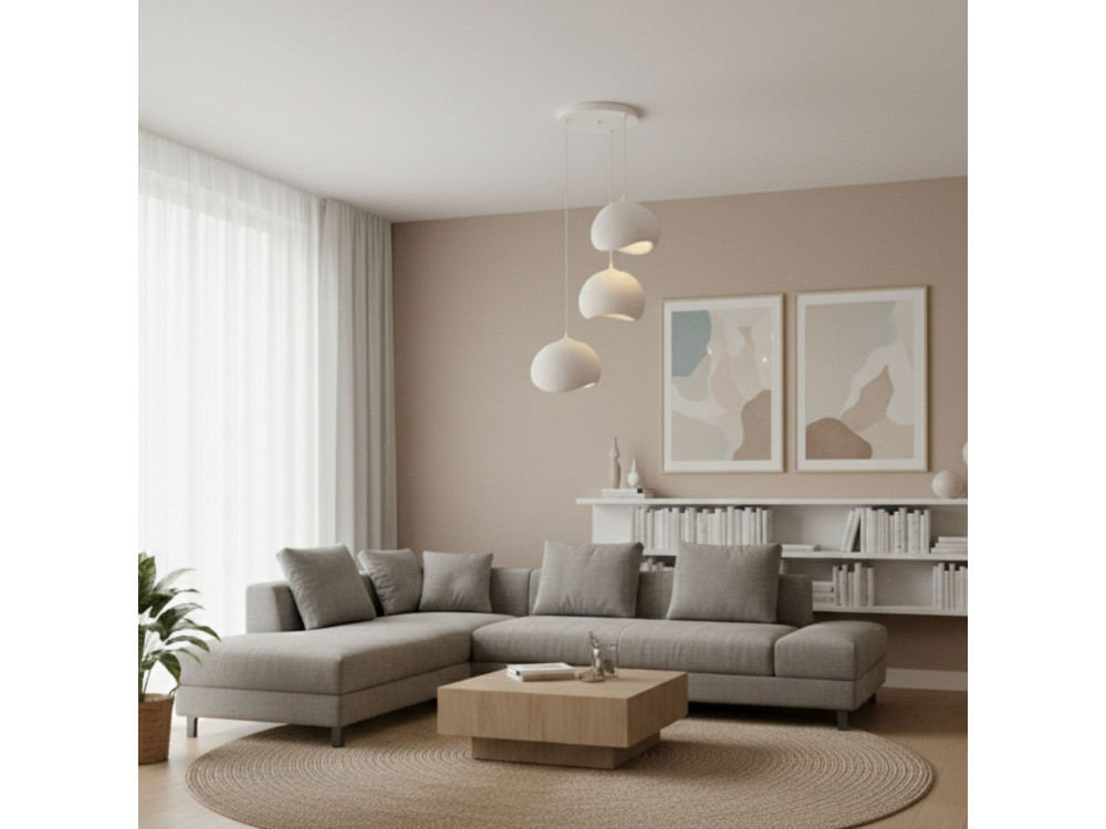 Metalowy żyrandol „Yontu” – 55 x 29 x 120 cm – biały