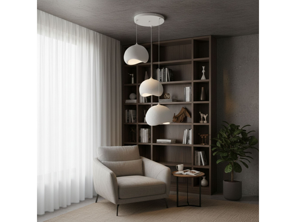 Metalowy żyrandol „Yontu” – 55 x 29 x 120 cm – biały