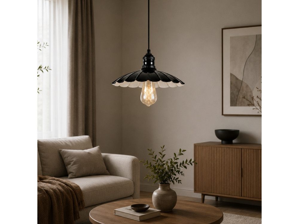 Metalowa lampa wisząca „Volan” – 25 x 25 cm – czarna
