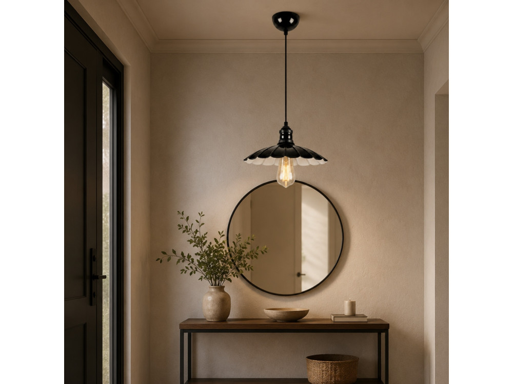 Metalowa lampa wisząca „Volan” – 25 x 25 cm – czarna