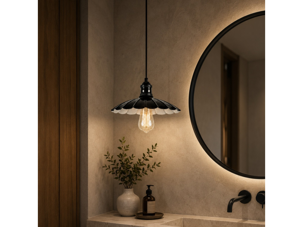 Metalowa lampa wisząca „Volan” – 25 x 25 cm – czarna
