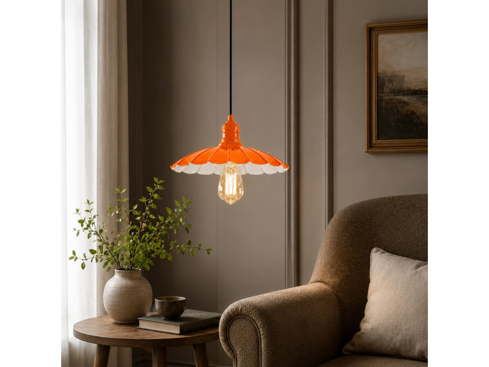 Metalowa lampa wisząca „Volan” – 25 x 25 cm – pomarańczowa