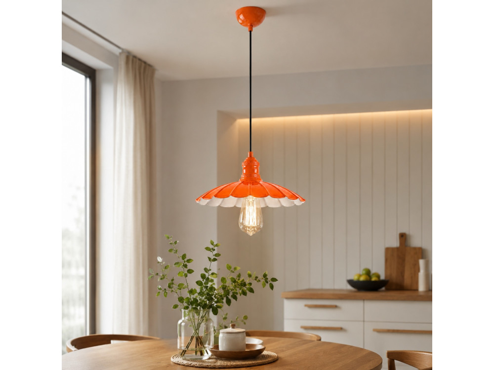 Metalowa lampa wisząca „Volan” – 25 x 25 cm – pomarańczowa