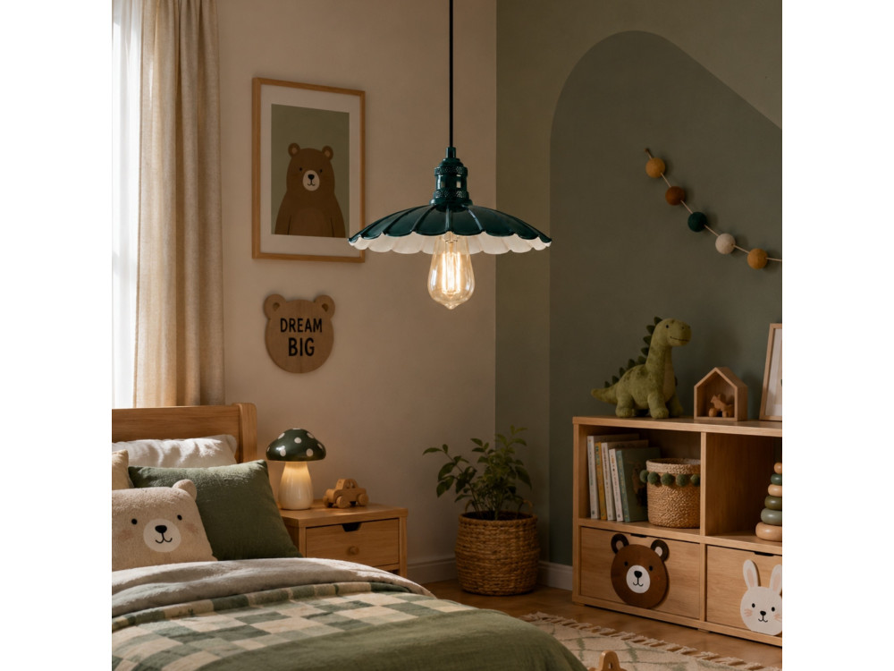Metalowa lampa wisząca „Volan” – 25 x 25 cm – ciemnozielona