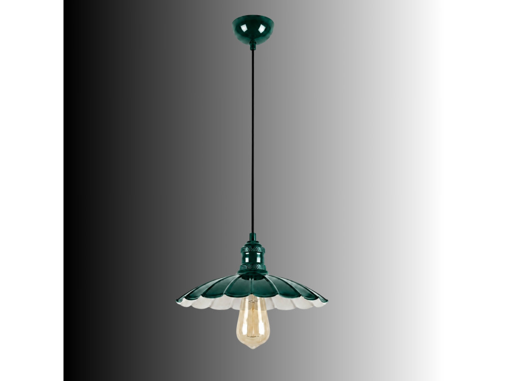 Metalowa lampa wisząca „Volan” – 25 x 25 cm – ciemnozielona