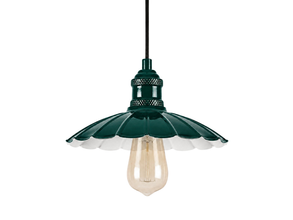 Metalowa lampa wisząca „Volan” – 25 x 25 cm – ciemnozielona