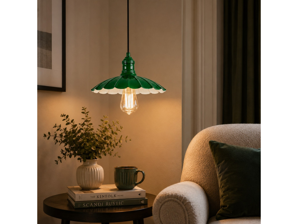 Metalowa lampa wisząca „Volan” – 25 x 25 cm – jasnozielona