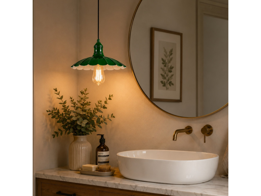 Metalowa lampa wisząca „Volan” – 25 x 25 cm – jasnozielona