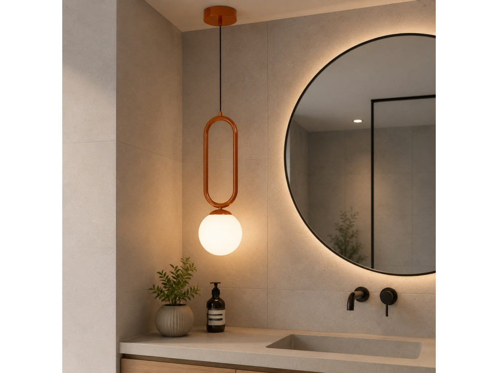 Metalowa lampa wisząca „Loop” – 15 x 15 cm – brązowa