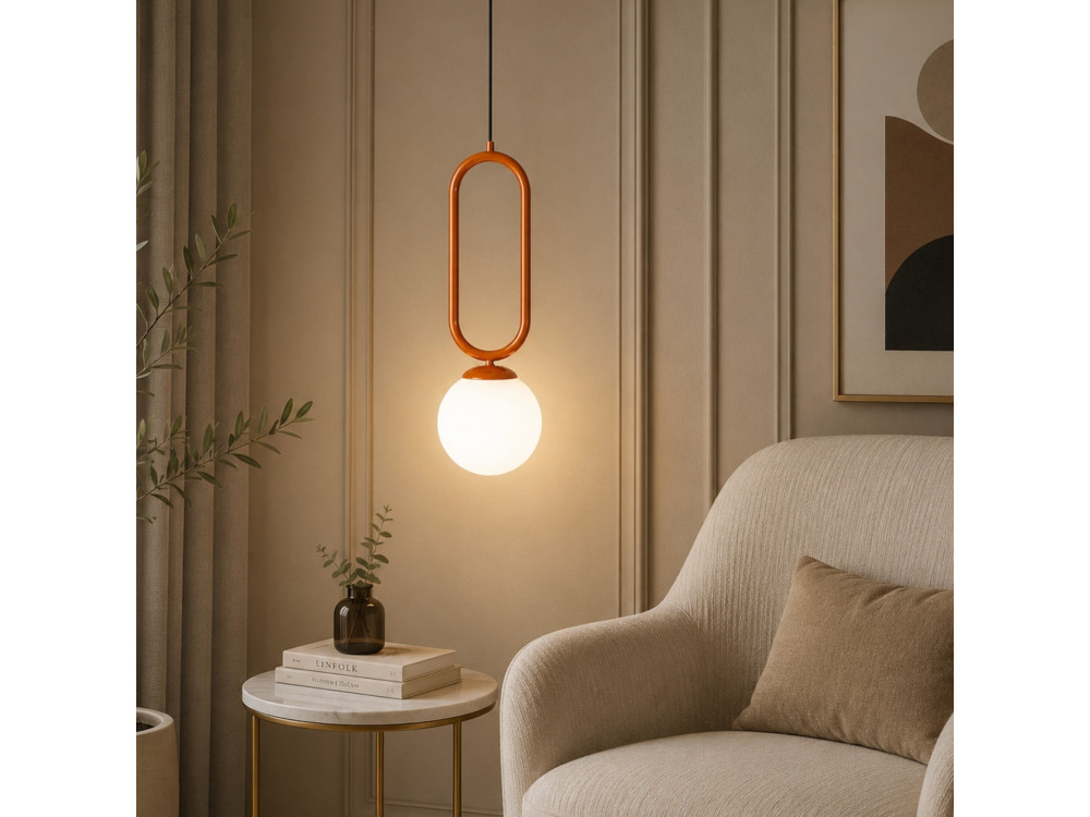 Metalowa lampa wisząca „Loop” – 15 x 15 cm – brązowa