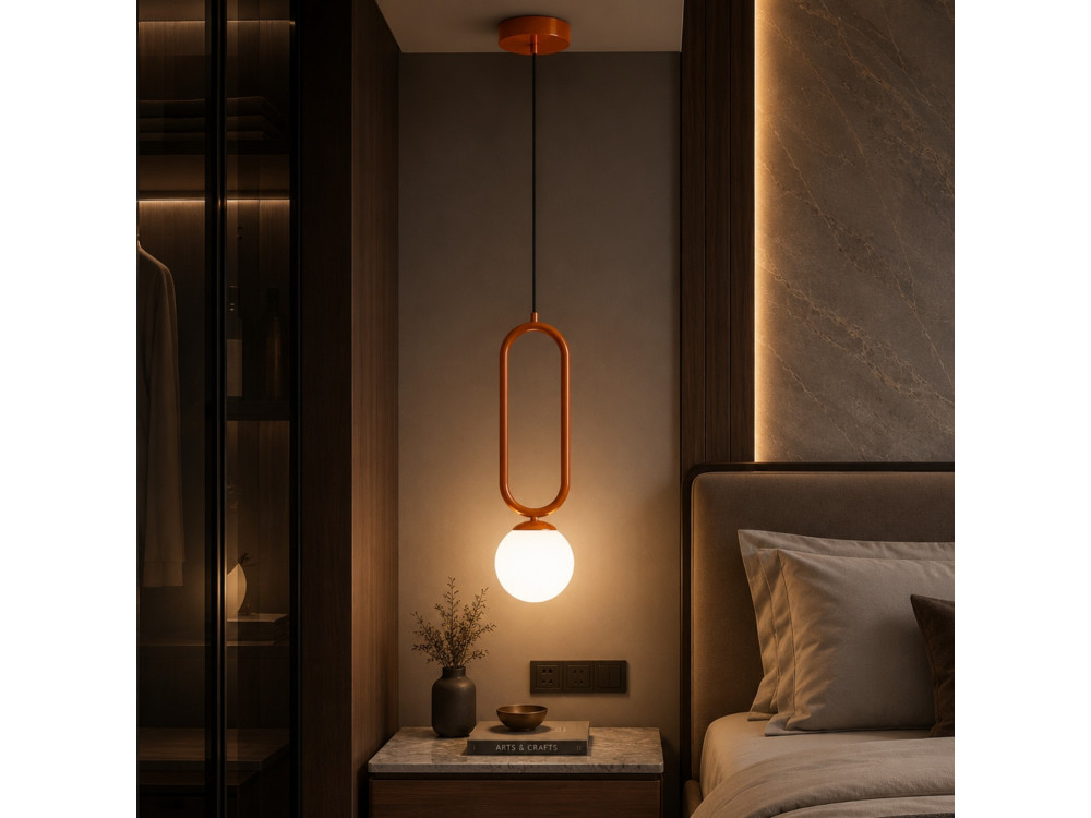 Metalowa lampa wisząca „Loop” – 15 x 15 cm – brązowa